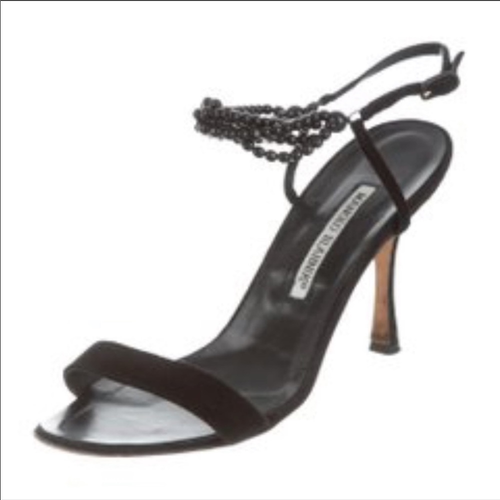 Manolo Blahnik Black Suede Sandal Size 36